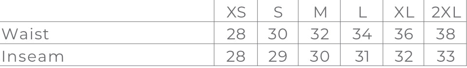 8PE Infinity Premium Joggers manufacturer size chart